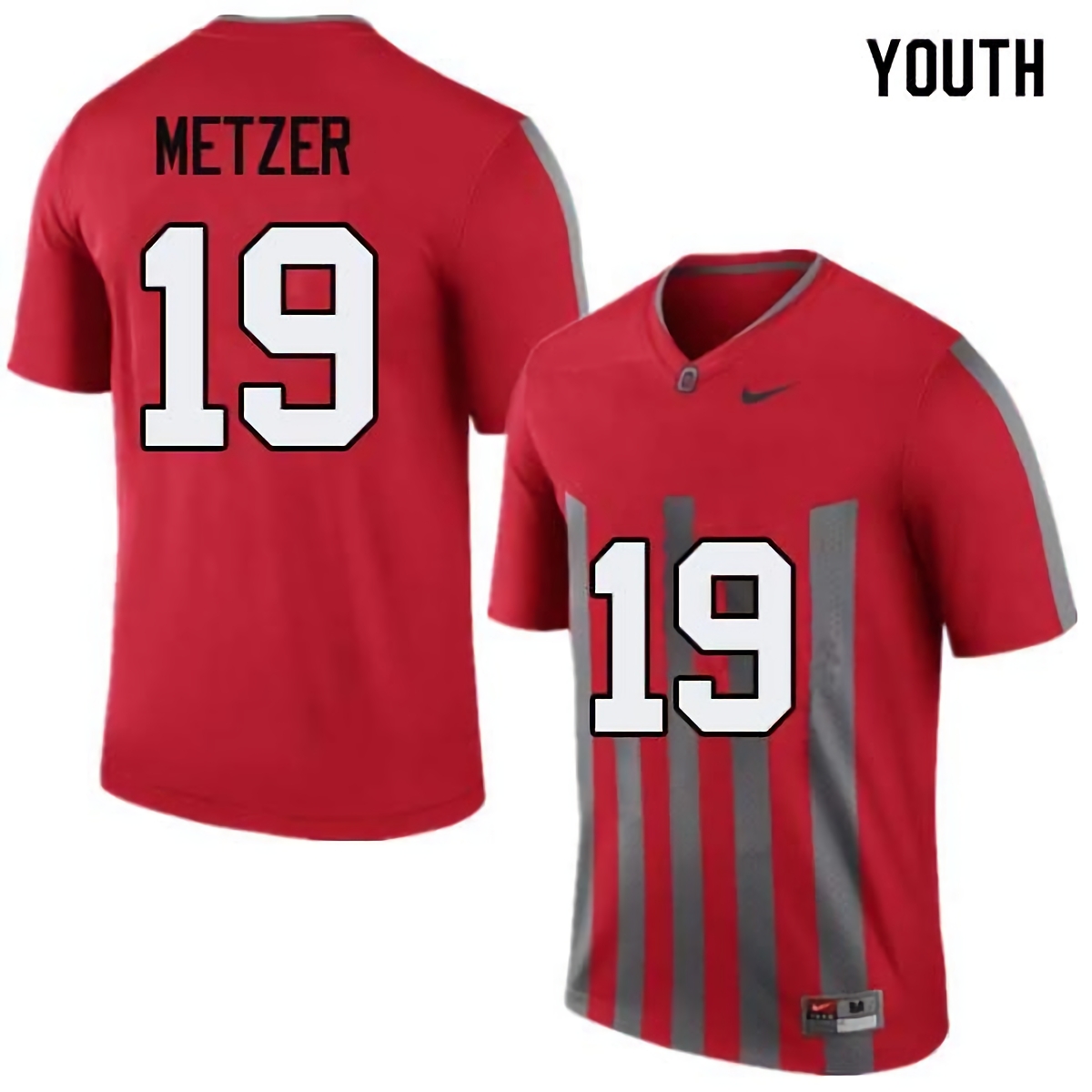 Jake Metzer Ohio State Buckeyes Youth NCAA #19 Nike Throwback Red College Stitched Football Jersey ZUX2056WE